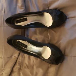 White house black market black satin pumps size 7.5